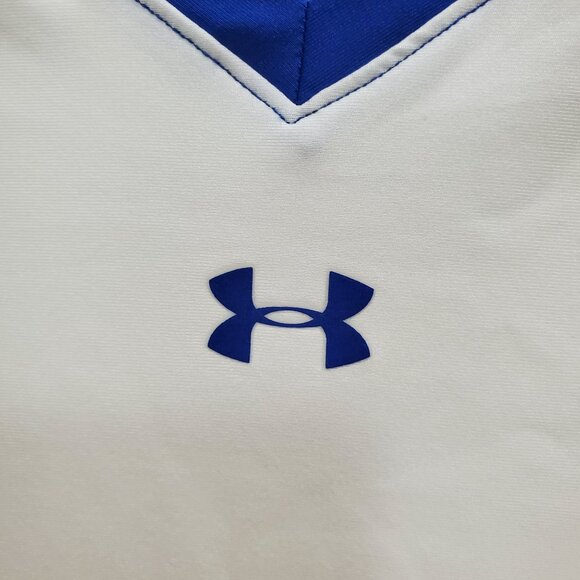 UnderArmour Under Armour Women's White Blue Trim Fitted Sleeveless Active Tank L - Picture 2 of 6